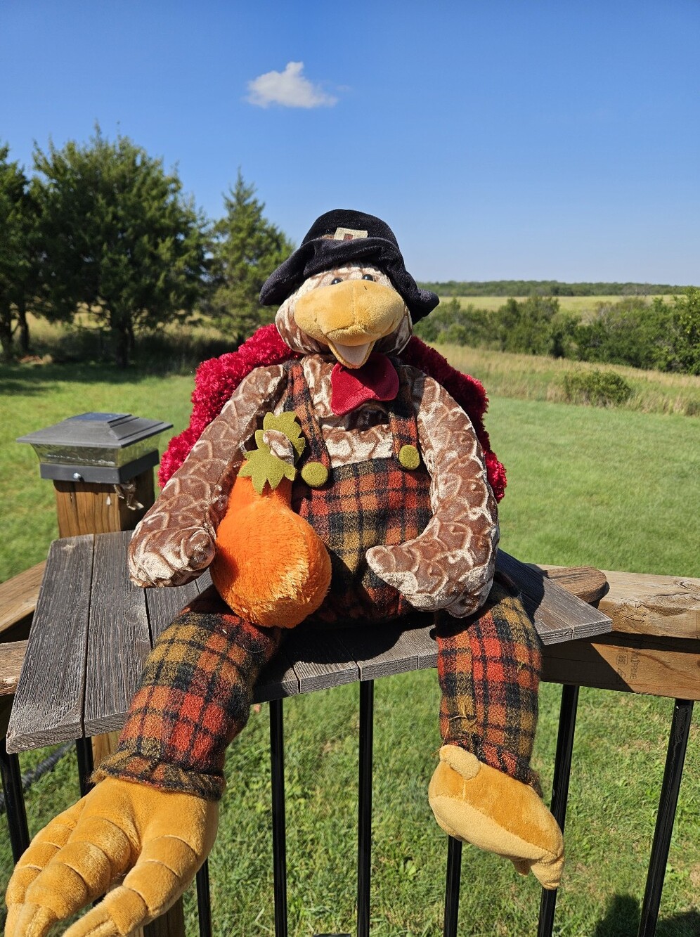 Dan Dee Thanksgiving seated Tom Turkey with hat Plush 26 In Long